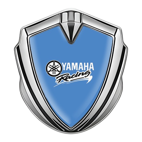 Yamaha Racing Domed Badge Silver Glacial Blue White Color Motif