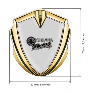 Yamaha Racing Bodyside Emblem Self Adhesive Gold Grey Logo Design