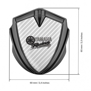 Yamaha Racing Metal Domed Emblem Graphite White Carbon Grey Logo