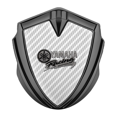 Yamaha Racing Metal Domed Emblem Graphite White Carbon Grey Logo