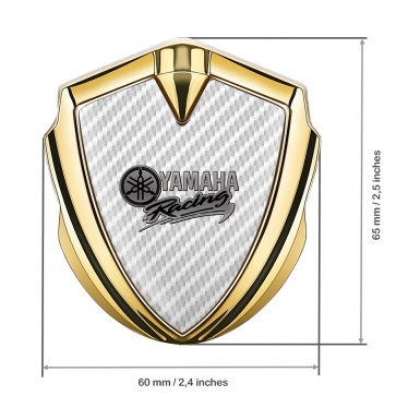 Yamaha Racing Metal Domed Emblem Gold White Carbon Grey Logo