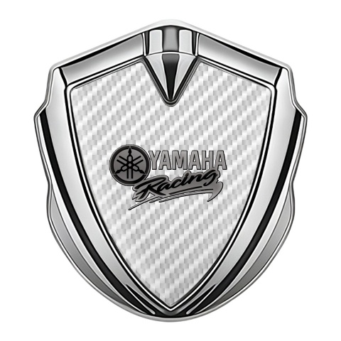 Yamaha Racing Metal Domed Emblem Silver White Carbon Grey Logo