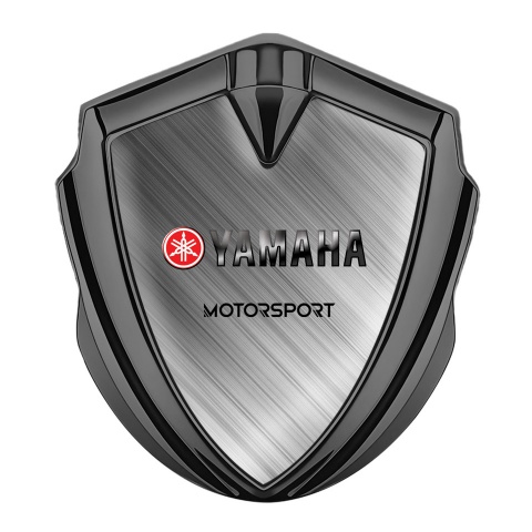 Yamaha Motorsport Emblem Badge Self Adhesive Graphite Brushed Metal Design