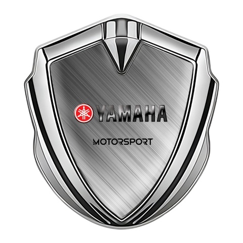 Yamaha Motorsport Emblem Badge Self Adhesive Silver Brushed Metal Design