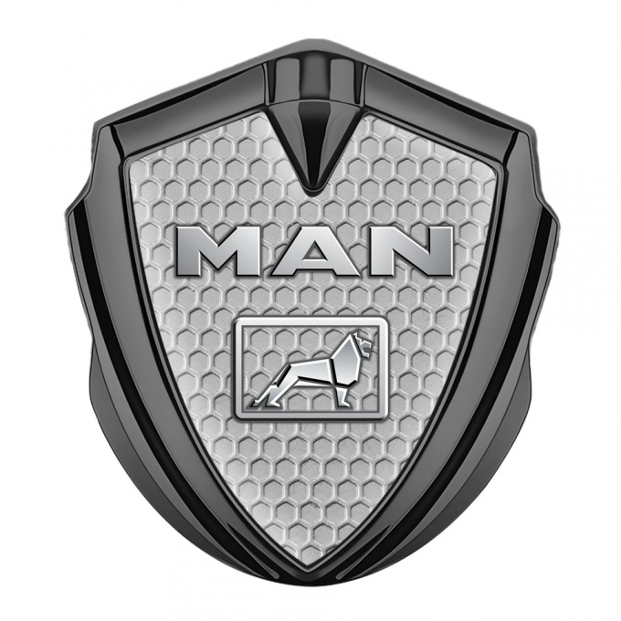 MAN Fender Emblem Badge Graphite Grey Honeycomb Metallic Logo Edition