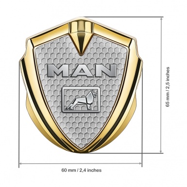 MAN Fender Emblem Badge Gold Grey Honeycomb Metallic Logo Edition