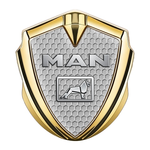 MAN Fender Emblem Badge Gold Grey Honeycomb Metallic Logo Edition