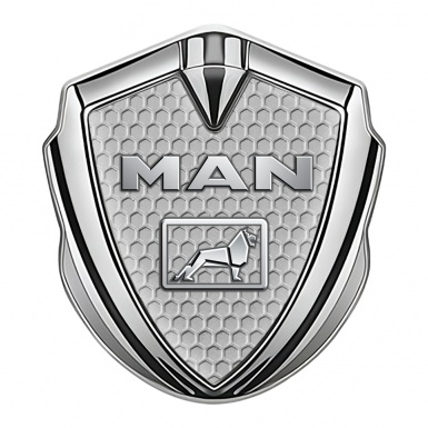 MAN Fender Emblem Badge Silver Grey Honeycomb Metallic Logo Edition