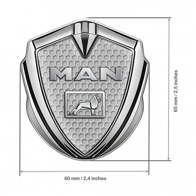 MAN Fender Emblem Badge Silver Grey Honeycomb Metallic Logo Edition