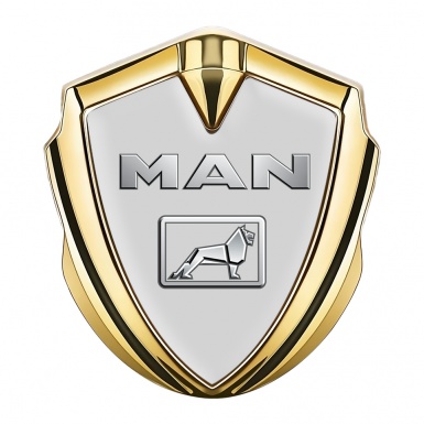 MAN Emblem Trunk Badge Gold Grey Base Metallic Symbol Edition