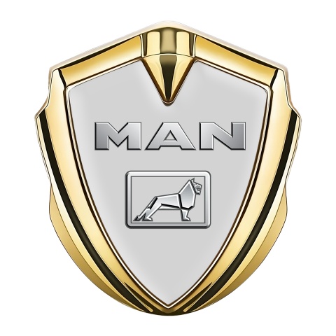 MAN Emblem Trunk Badge Gold Grey Base Metallic Symbol Edition