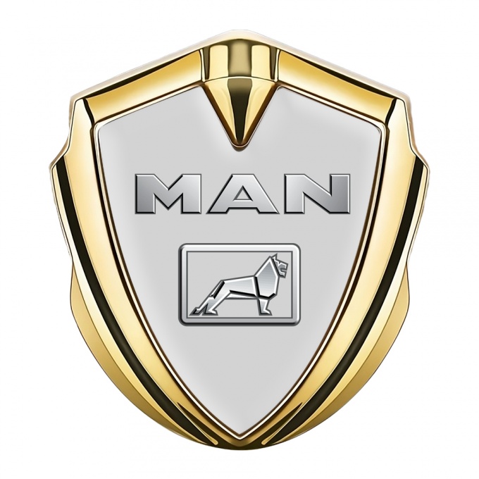 MAN Emblem Trunk Badge Gold Grey Base Metallic Symbol Edition