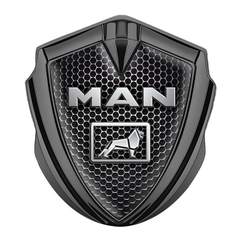 MAN Emblem Badge Graphite Perforated Grate Metallic Logo Edition