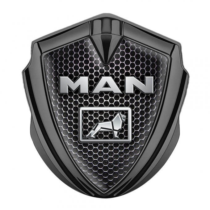 MAN Emblem Badge Graphite Perforated Grate Metallic Logo Edition