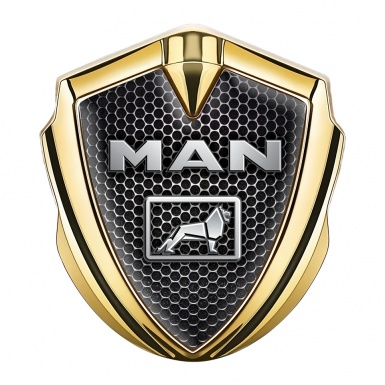 MAN Emblem Badge Gold Perforated Grate Metallic Logo Edition