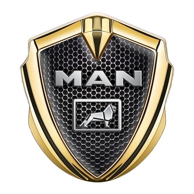 MAN Emblem Badge Gold Perforated Grate Metallic Logo Edition