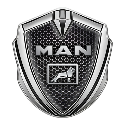 MAN Emblem Badge Silver Perforated Grate Metallic Logo Edition