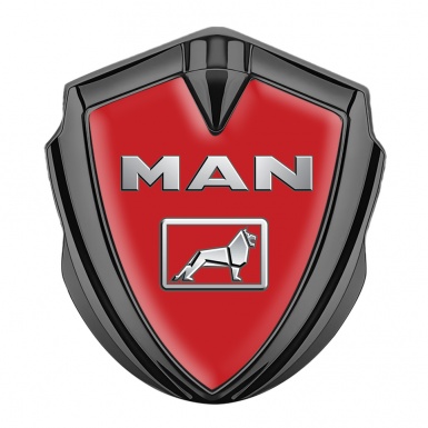 MAN Emblem Car Badge Graphite Red Background Chromatic Logo