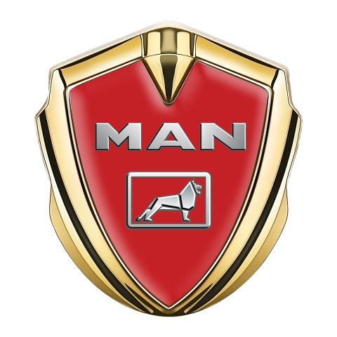 MAN Emblem Car Badge Gold Red Background Chromatic Logo