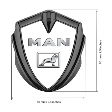 MAN Domed Badge Graphite White Background Metallic Color Logo