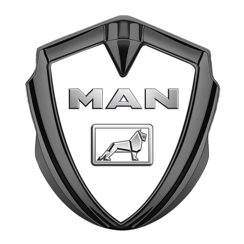 MAN Domed Badge Graphite White Background Metallic Color Logo