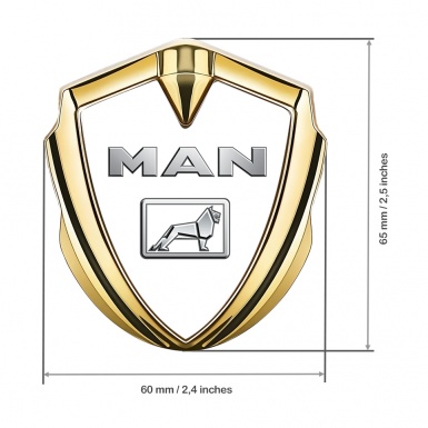 MAN Domed Badge Gold White Background Metallic Color Logo