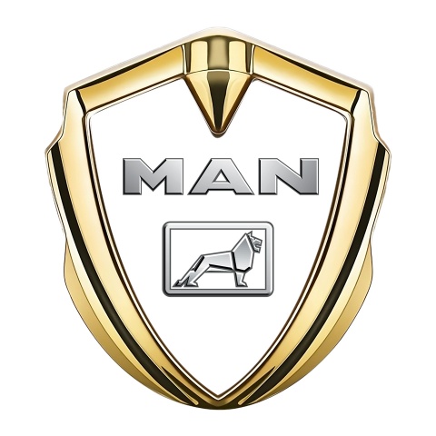 MAN Domed Badge Gold White Background Metallic Color Logo