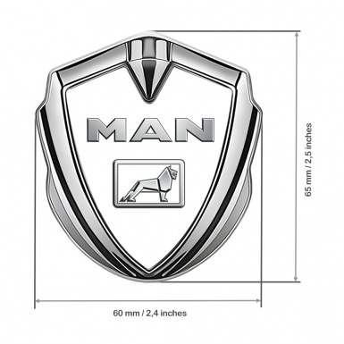 MAN Domed Badge Silver White Background Metallic Color Logo