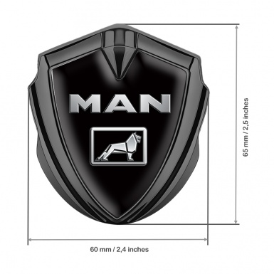 MAN Bodyside Emblem Self Adhesive Graphite Black Base Metallic Motif