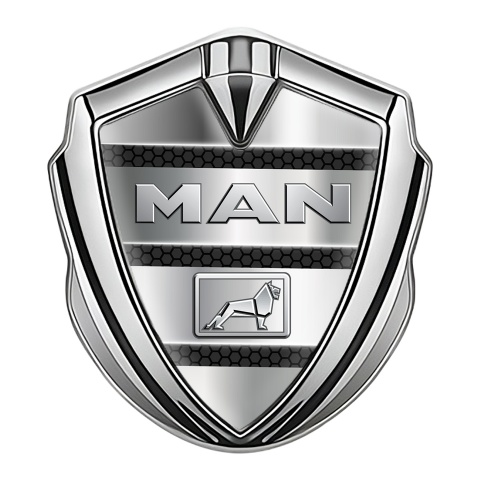 MAN Badge Self Adhesive Silver Chromatic Logo Dark Hex Metallic Edition