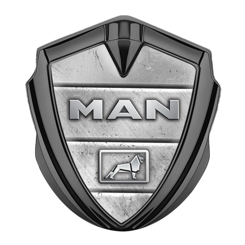 MAN Emblem Badge Self Adhesive Graphite Stone Texture Metallic Lion