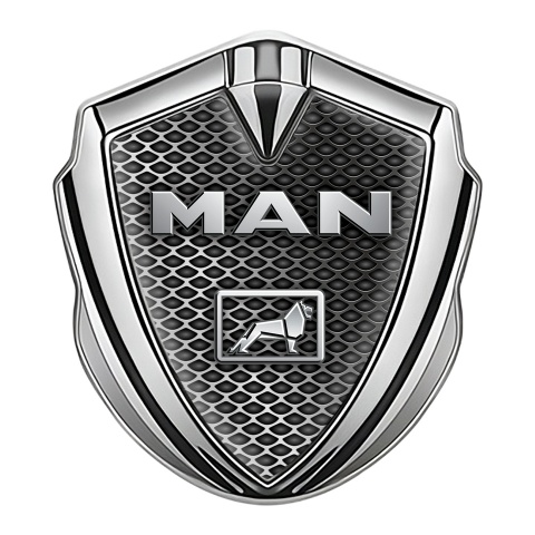 MAN Emblem Trunk Badge Silver Metal Grate Chromatic Logo Edition