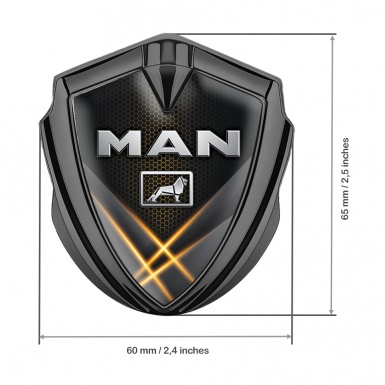 MAN Emblem Badge Graphite Orange Honeycomb Metallic Lion Edition