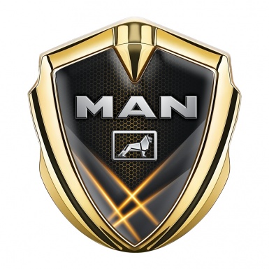MAN Emblem Badge Gold Orange Honeycomb Metallic Lion Edition