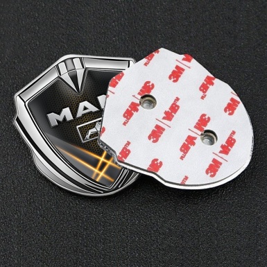 MAN Emblem Badge Silver Orange Honeycomb Metallic Lion Edition