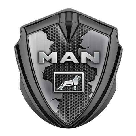 MAN Bodyside Domed Emblem Graphite Torn Metal Grey Hex Texture Design