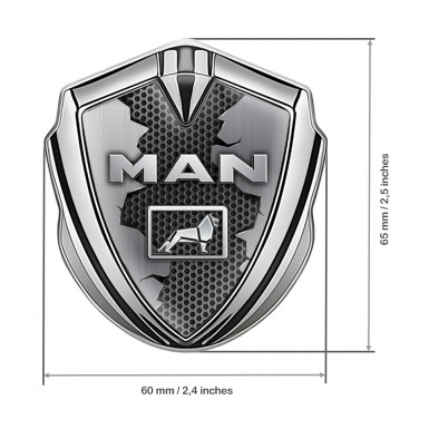 MAN Bodyside Domed Emblem Silver Torn Metal Grey Hex Texture Design