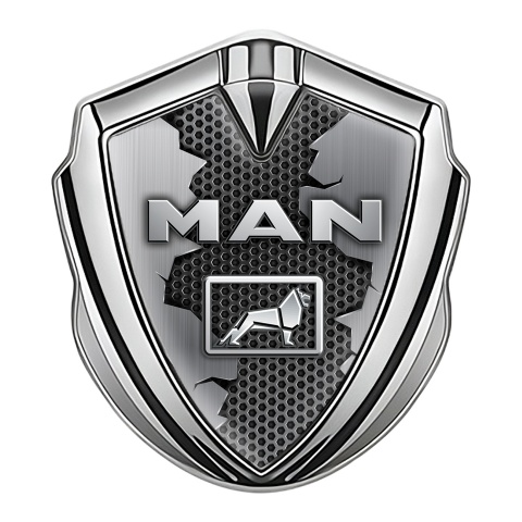 MAN Bodyside Domed Emblem Silver Torn Metal Grey Hex Texture Design