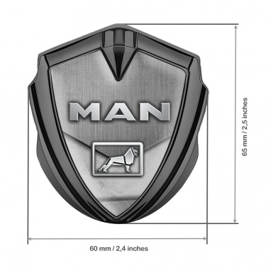 MAN Domed Badge Graphite Rough Surface Texture Metallic Lion Logo