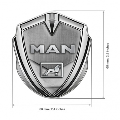 MAN Domed Badge Silver Rough Surface Texture Metallic Lion Logo