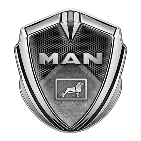 MAN Bodyside Emblem Self Adhesive Silver Dark Hex Stone Texture Design