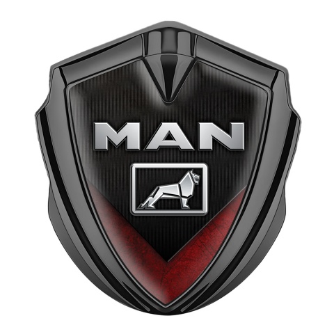 MAN Metal Domed Emblem Graphite Dark Panel Red Scratched Fragment Design