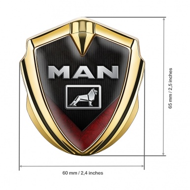 MAN Metal Domed Emblem Gold Dark Panel Red Scratched Fragment Design