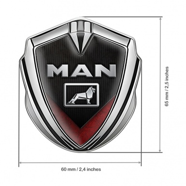 MAN Metal Domed Emblem Silver Dark Panel Red Scratched Fragment Design