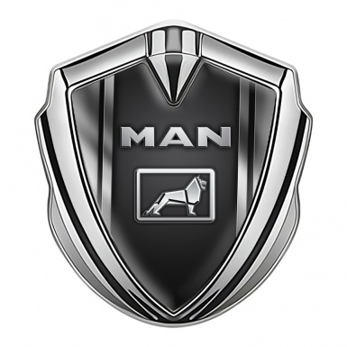 MAN Badge Self Adhesive Silver Polished Frame Metallic Logo Motif