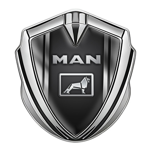 MAN Badge Self Adhesive Silver Polished Frame Metallic Logo Motif