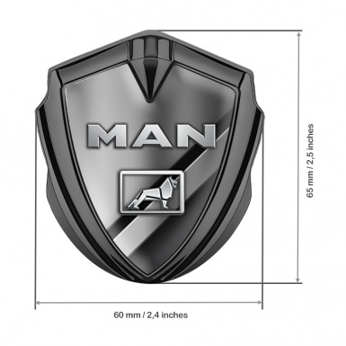 MAN Emblem Badge Self Adhesive Graphite Polished Surface Metallic Logo