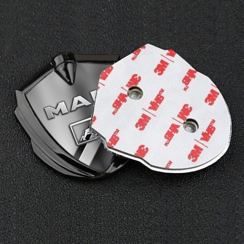 MAN Emblem Badge Self Adhesive Graphite Polished Surface Metallic Logo