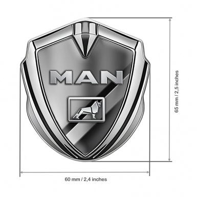 MAN Emblem Badge Self Adhesive Silver Polished Surface Metallic Logo