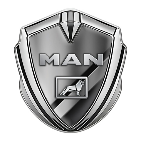 MAN Emblem Badge Self Adhesive Silver Polished Surface Metallic Logo